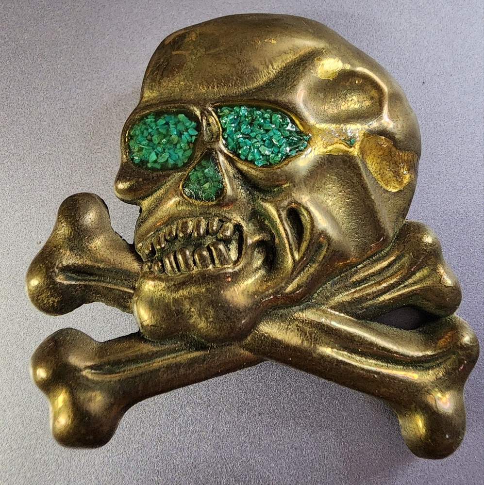 Jeweled Skull & Crossbones Belt Buckle